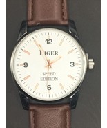 Eiger Watch White Dial Round Silver Tone Case Brown Leather Band Speed E... - $282.06 MXN