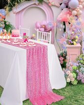 Sequin Iridescent Table Runner 25 x 120 Inches Hot Pink New - $12.95