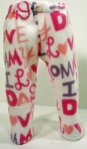  (I20B35) Clothes American Handmade White Pink Love Pants 18" Girl Boy Doll  - $9.99