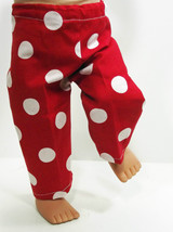 (I20B35) Clothes American Handmade Red White Poke-A-Dot Pants 18&quot; Inch D... - £7.83 GBP