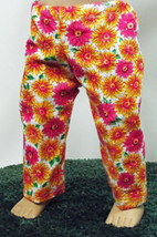 (I20B35) Clothes American Handmade Pink Orange Daisy Pants 18" Girl Boy Doll  - $9.99