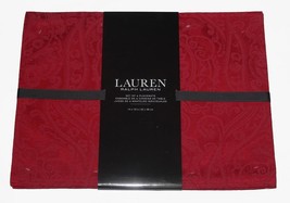 4 Ralph Lauren Red Tone on Tone Damask Paisley Double Sided 14 x 19 Plac... - $782.35 MXN
