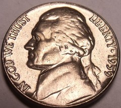 United States Unc 1959-P Jefferson Nickel~Excellent~Free Shipping - £3.10 GBP