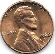 United States Unc 1968-D Lincoln Memorial Cent~Free Shipping - $2.64