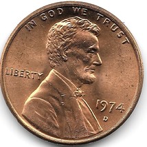 United States Unc 1974-D Lincoln Memorial Cent~Free Shipping - £2.18 GBP