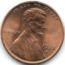 United States Unc 1978-D Lincoln Memorial Cent~Free Shipping - £1.86 GBP