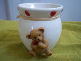 CERAMIC HEART BOWL WITH TEDDY BEAR - SMALL - $1.99