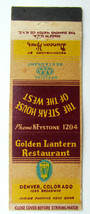 Golden Lantern Restaurant - Denver, Colorado 20 Strike Matchbook Cover Steaks CO - £1.59 GBP