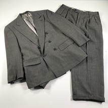 Vintage Chaps Ralph Lauren Suit Mens 42 Drop 7 Gray Wool Two Buttons Front - £95.36 GBP