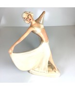 Stunning Vtg Art Deco Chalkware Figural Lady Dancer Hand Painted 13.5”H - $2,298.46 MXN