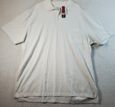 St. John&#39;s Bay Polo Shirt Mens Size 2XL White Knit Short Sleeve Slit Collared - £10.18 GBP