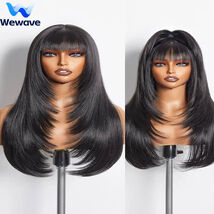 Wewave Straight Human Hair Wigs With Bangs 1b Black 22inches 1.8 United ... - $138.60