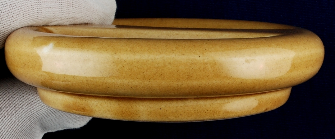 Orphan Lid Round Mustard Color Pottery Ceramic Lid w Hole Item image 4