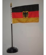 RFCO German Germany Bundeswehr Eagle Flag 4&quot;x6&quot; Desk Set Table Stick Bla... - £3.50 GBP