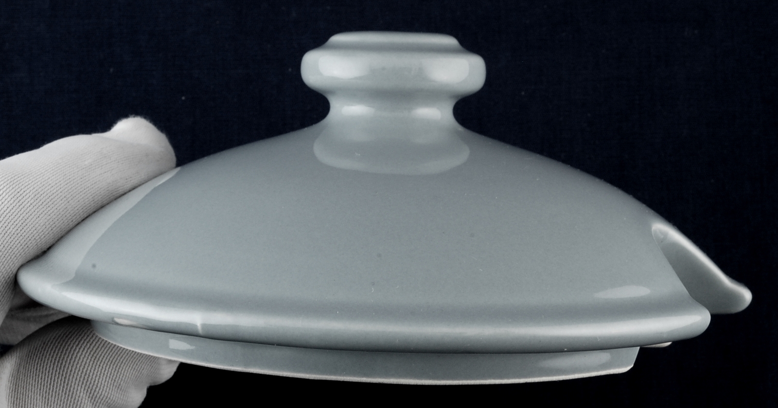 Lid Plain Round Gray Ceramic with Notch for Spoon Tureen Orphan Lid Item image 3