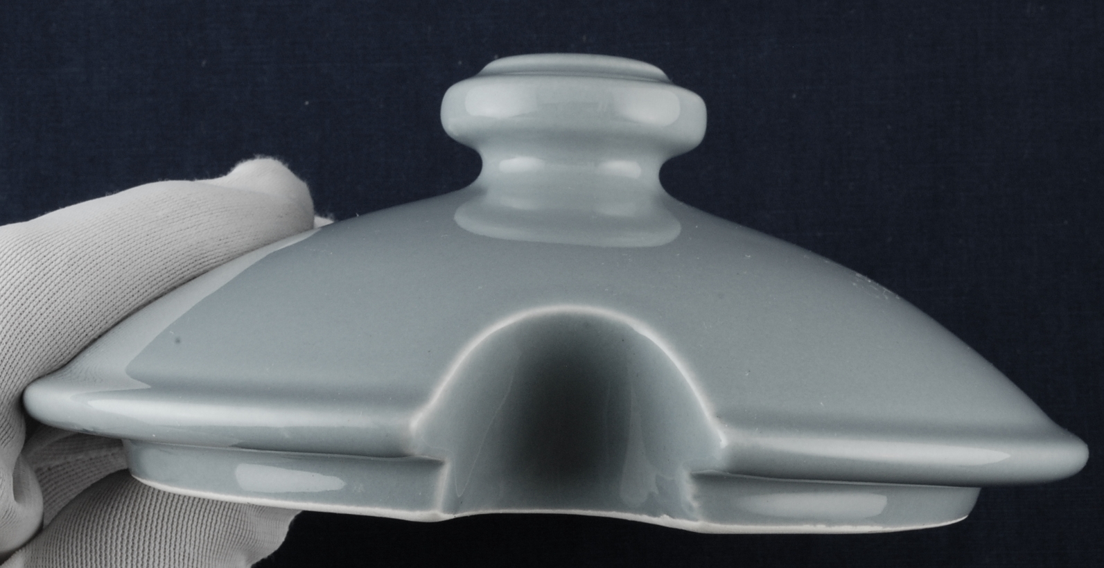 Lid Plain Round Gray Ceramic with Notch for Spoon Tureen Orphan Lid Item image 4
