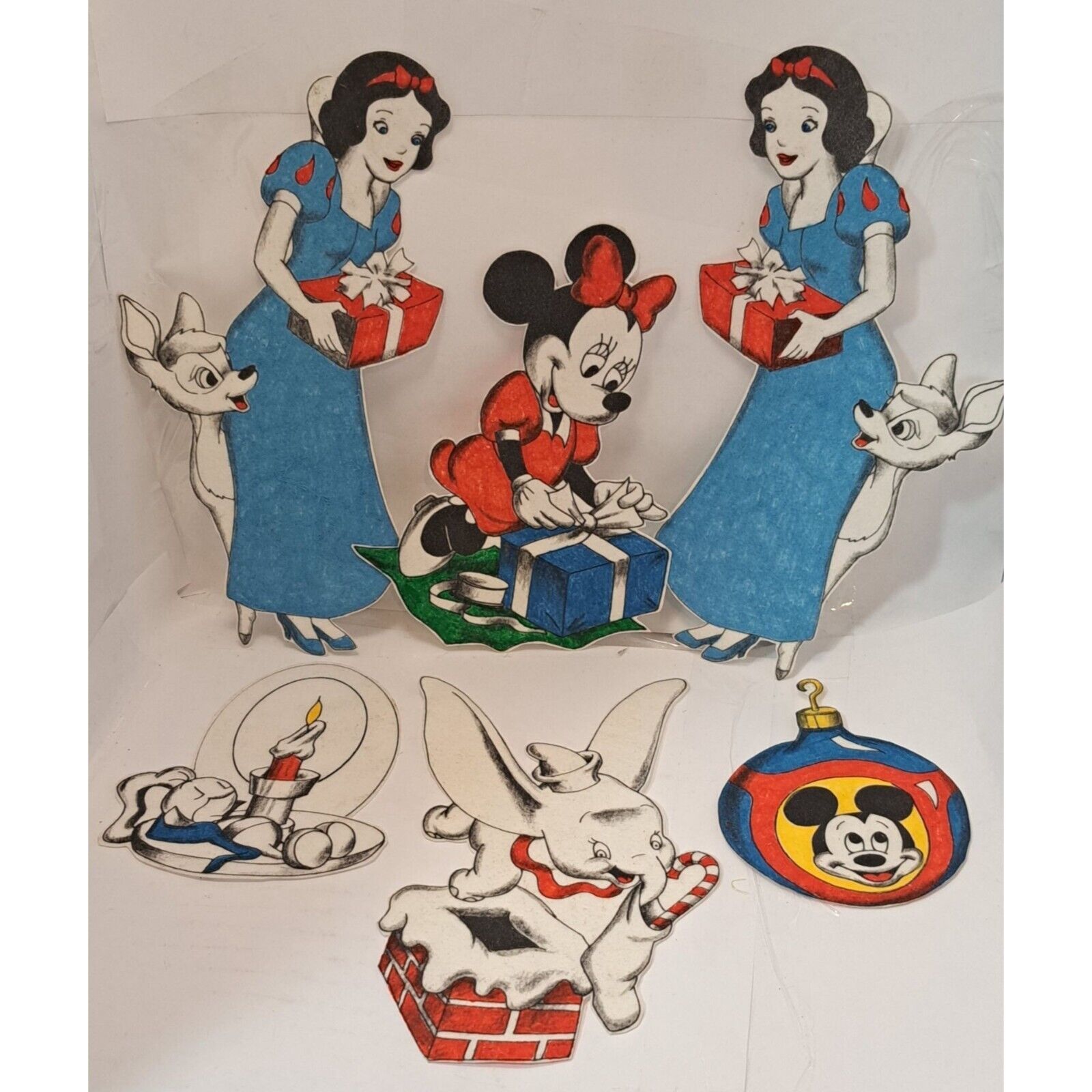 Vintage Disney color-in Sew-on applique on felt Snow White Minnie Dumbo - $50.00