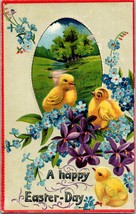c1910 Antique Easter Postcard. Chicks&#39; flowers embossed a1 - £16.96 GBP