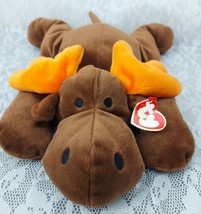 Ty Pillow Pals Antlers Moose Plush Brown Orange Cabin Lodge 14&quot; Stuffed Toy 1998 - $13.27