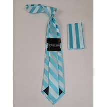 Men's Stacy Adams Tie and Hankie Set Woven Silky Fabric #St1 Teal Silver image 2