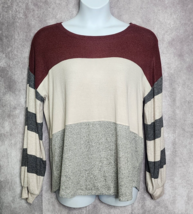 Maurices Womens Mixer Tunic XL Multi Colorblock Striped Sleeve Soft Knit... - $24.99