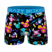 Crazy Boxer Disney Mickey Mouse Neon Heads Men&#39;s Boxer Briefs Black - £15.92 GBP