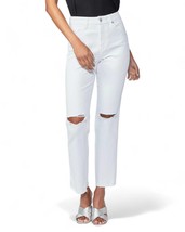 Paige Noella High Rise Jean In Soft Ecru Destructed - Size 32 - £108.69 GBP