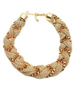 Gold Tone Mesh Box Chain Fashion Statement Necklace - £21.23 GBP