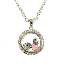 Auralee &amp; Company Floating Charms Locket New Mom Baby Feet Heart Teddy Bear S... - £19.17 GBP