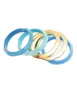 Auralee &amp; Company Turquoise Light Blue Gold Five Piece Bangle Bracelet Set - £16.01 GBP