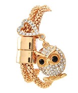 Rhinestone Owl Heart Charm Double Strand Gold Tone Metal Bracelet Magnet... - £19.92 GBP