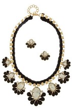 Black Acrylic Flower Woven Fashion Statement Necklace Set  - £26.37 GBP