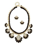 Black Acrylic Flower Woven Fashion Statement Necklace Set  - £26.37 GBP