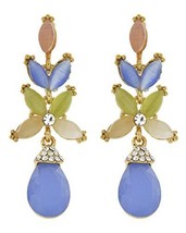 Auralee &amp; Company Women&#39;s Multi Colored Glass Floral Motif Rhinestone Drop Da... - £15.97 GBP