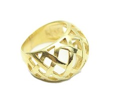 Auralee &amp; Co. Gold Tone Metal Lattice Weaved Dome Ring (7) [Jewelry] - £15.14 GBP