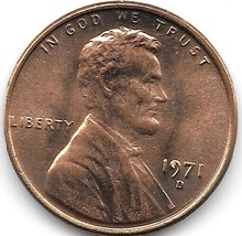 United States Unc 1971-D Lincoln Memorial Cent~Free Shipping - £1.87 GBP