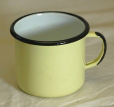 Yellow Metal Tin Cup Black Rim - £10.16 GBP