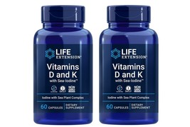 2 x Life Extension Vitamins D and K Sea-Iodine Tyriod 5000 IU 60ct - 10-... - $28.98