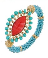 Auralee &amp; Company Women&#39;s Turquoise Seed Bead Red Acrylic Jewel Fashion ... - £15.22 GBP