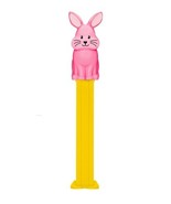 Easter PEZ Candy Dispenser – Pink Sitting Easter Bunny Yellow Stem With ... - $11.69
