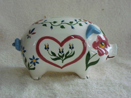 Beautifully Painted White Piggy Bank - $25.00
