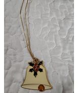 New Christmas White Bell  Ornament Suncatcher Corded Necklace 20&quot; - $19.30 CAD
