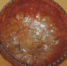 Carnival Glass Bowl 4.5&quot; Open Rose Marigold Amber Iridescent poss Imperial - $233.01 MXN
