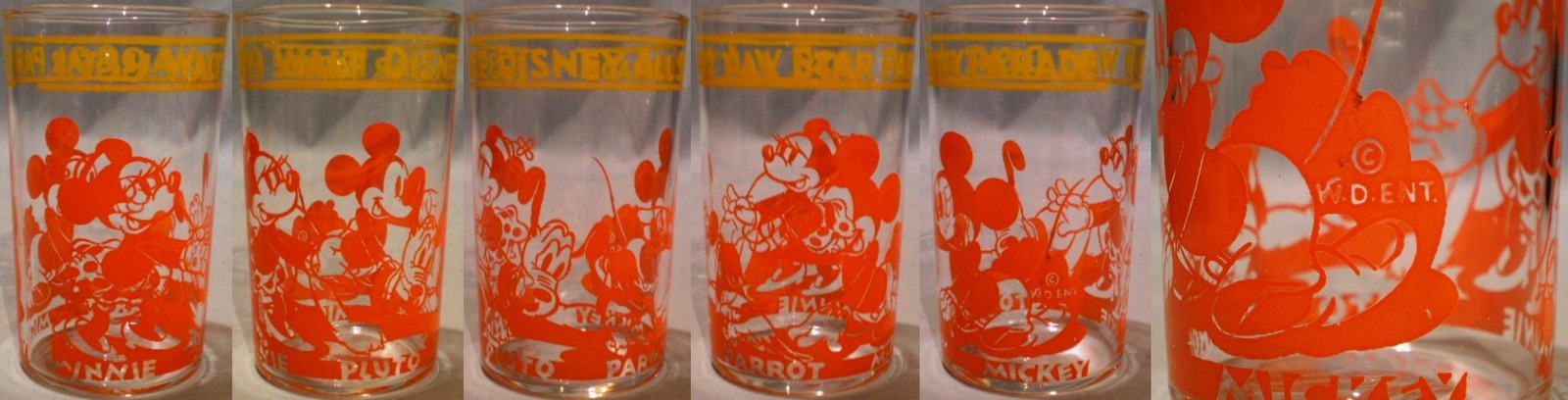 Disney Glass 1939 Walt Disney All Star Parade with Mickey Minnie Pluto Parrot - $35.00