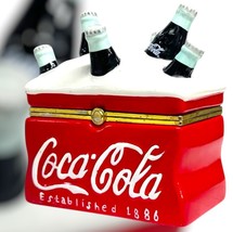 Vintage 2002 Coca Cola Cooler With Bottles Ceramic Trinket Box - Collect... - $28.00