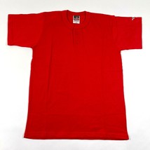 Vintage Alleson Athletic Tee T Shirt Boys Youth L Red Henley Button Neck... - $9.50