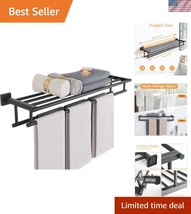 32-Inch Wall-Mounted Towel Rack - Matte Black, SUS 304 Stainless Steel D... - $112.49