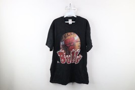 Vintage 90s Mens XL Faded Spell Out Chicago Bulls Basketball T-Shirt Black USA - £38.77 GBP