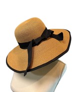 Furtalk Beach Sun Straw Floppy Hat UPF 50 Women Black Ribbon/Trim Dark B... - $18.50