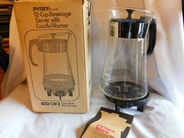Vintage #8012 Pyrex Beverage Coffee Server w/ Candle Warmer - £16.45 GBP